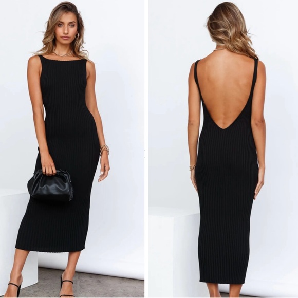 Hello Molly Dresses Hello Molly Maddison Ribbed Midi Dress Black Hello Molly Dresses Hello Molly Maddison Ribbed Midi Dress Black